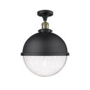 Hampden Semi-Flush Mount shown in the Matte Black finish with a Seedy shade