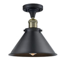 Briarcliff Semi-Flush Mount shown in the Black Antique Brass finish with a Matte Black shade