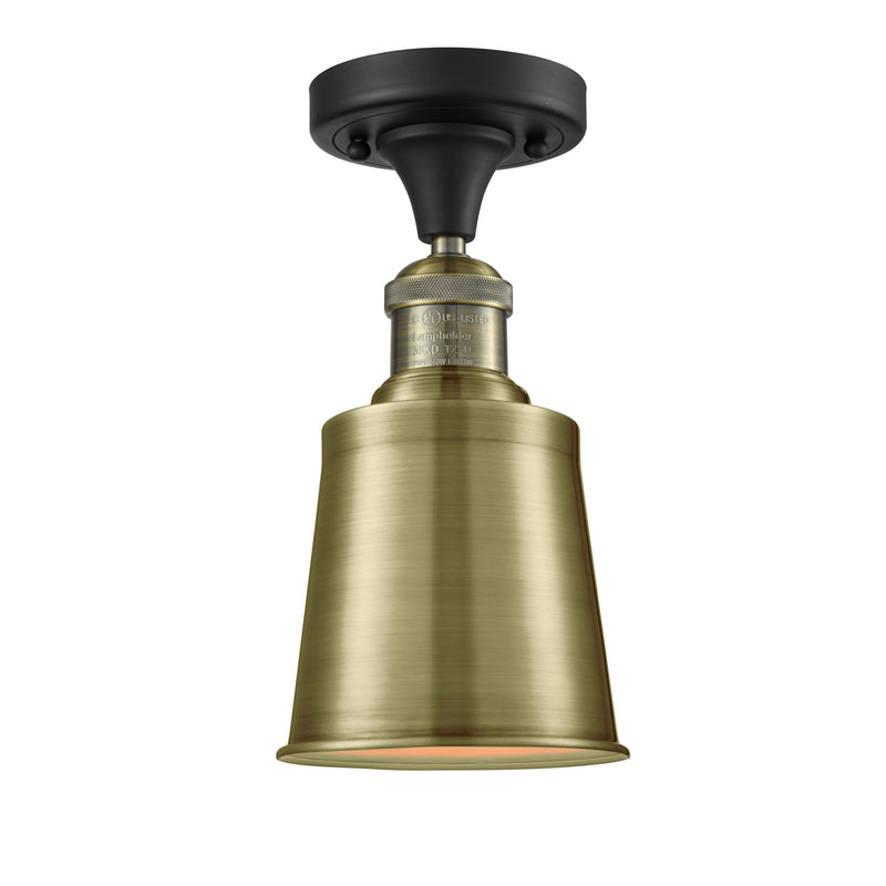 Addison Semi-Flush Mount shown in the Black Antique Brass finish with a Antique Brass shade