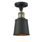 Addison Semi-Flush Mount shown in the Black Antique Brass finish with a Matte Black shade