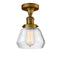 Fulton Semi-Flush Mount shown in the Brushed Brass finish with a Clear shade