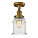 Canton Semi-Flush Mount shown in the Brushed Brass finish with a Seedy shade