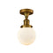 Beacon Semi-Flush Mount shown in the Brushed Brass finish with a Matte White shade