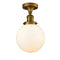 Beacon Semi-Flush Mount shown in the Brushed Brass finish with a Matte White shade