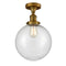 Beacon Semi-Flush Mount shown in the Brushed Brass finish with a Seedy shade