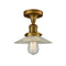 Halophane Semi-Flush Mount shown in the Brushed Brass finish with a Clear Halophane shade