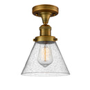 Cone Semi-Flush Mount shown in the Brushed Brass finish with a Seedy shade