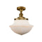 Oxford Semi-Flush Mount shown in the Brushed Brass finish with a Matte White shade