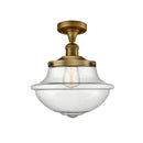 Oxford Semi-Flush Mount shown in the Brushed Brass finish with a Seedy shade