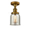 Bell Semi-Flush Mount shown in the Brushed Brass finish with a Silver Plated Mercury shade