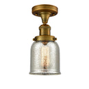 Bell Semi-Flush Mount shown in the Brushed Brass finish with a Silver Plated Mercury shade