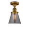 Cone Semi-Flush Mount shown in the Brushed Brass finish with a Plated Smoke shade