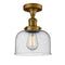 Bell Semi-Flush Mount shown in the Brushed Brass finish with a Seedy shade