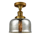 Bell Semi-Flush Mount shown in the Brushed Brass finish with a Silver Plated Mercury shade