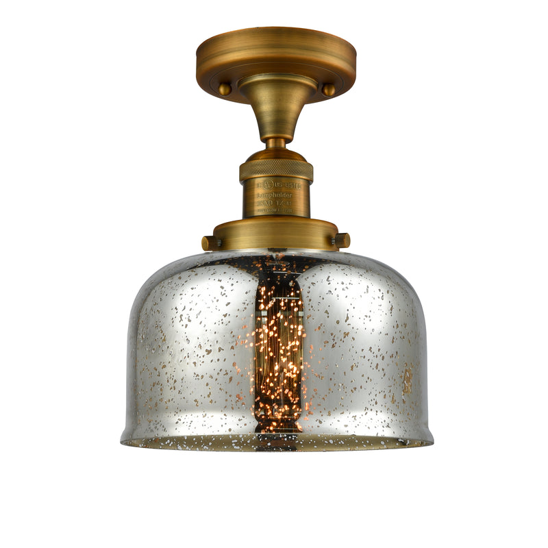 Bell Semi-Flush Mount shown in the Brushed Brass finish with a Silver Plated Mercury shade