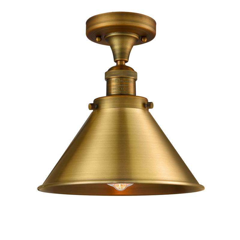 Briarcliff Semi-Flush Mount shown in the Brushed Brass finish with a Brushed Brass shade