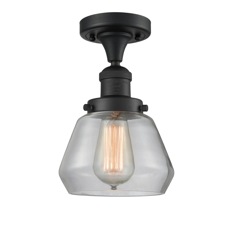 Fulton Semi-Flush Mount shown in the Matte Black finish with a Clear shade