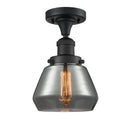 Fulton Semi-Flush Mount shown in the Matte Black finish with a Plated Smoke shade