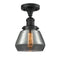 Fulton Semi-Flush Mount shown in the Matte Black finish with a Plated Smoke shade