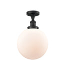 Beacon Semi-Flush Mount shown in the Matte Black finish with a Matte White shade