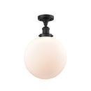 Beacon Semi-Flush Mount shown in the Matte Black finish with a Matte White shade