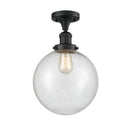 Beacon Semi-Flush Mount shown in the Matte Black finish with a Seedy shade