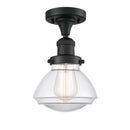 Olean Semi-Flush Mount shown in the Matte Black finish with a Clear shade