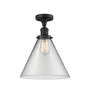 Cone Semi-Flush Mount shown in the Matte Black finish with a Clear shade