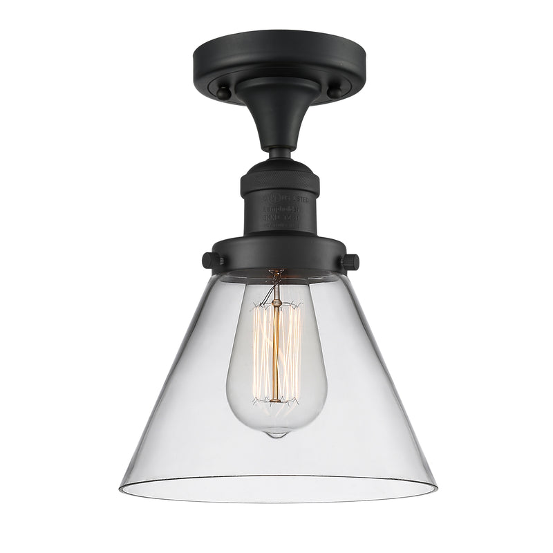 Cone Semi-Flush Mount shown in the Matte Black finish with a Clear shade