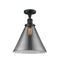 Cone Semi-Flush Mount shown in the Matte Black finish with a Plated Smoke shade