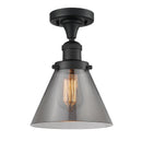 Cone Semi-Flush Mount shown in the Matte Black finish with a Plated Smoke shade