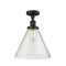 Cone Semi-Flush Mount shown in the Matte Black finish with a Seedy shade