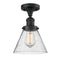 Cone Semi-Flush Mount shown in the Matte Black finish with a Seedy shade