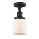 Bell Semi-Flush Mount shown in the Matte Black finish with a Matte White shade