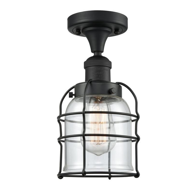 Bell Cage Semi-Flush Mount shown in the Matte Black finish with a Clear shade