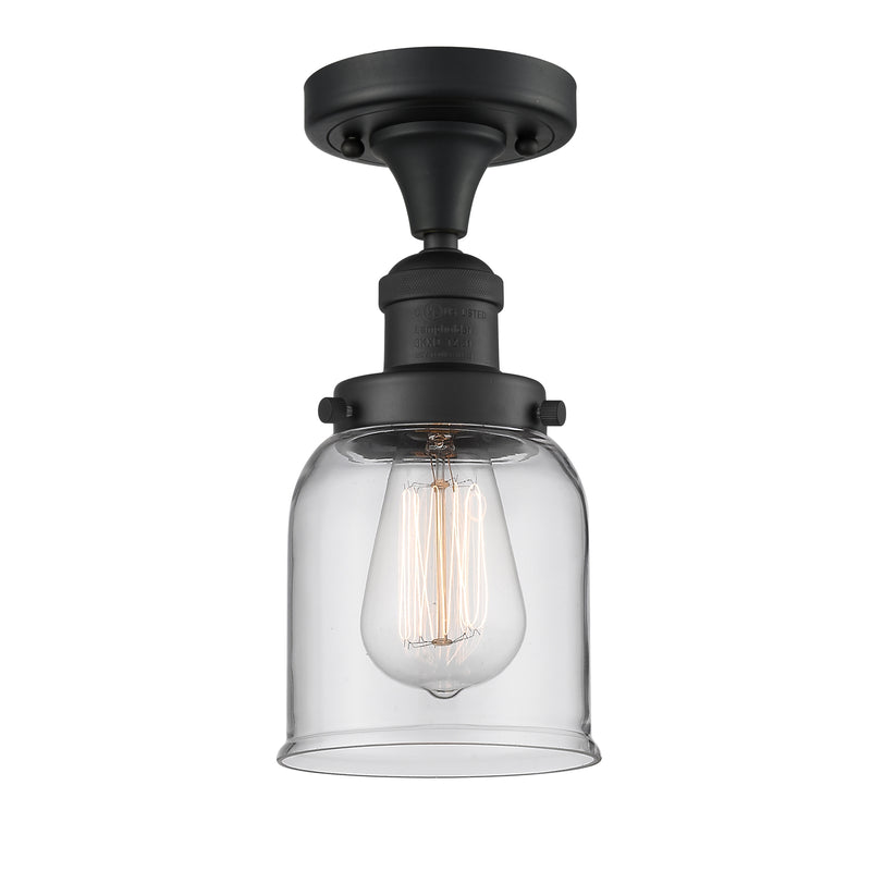 Bell Semi-Flush Mount shown in the Matte Black finish with a Clear shade