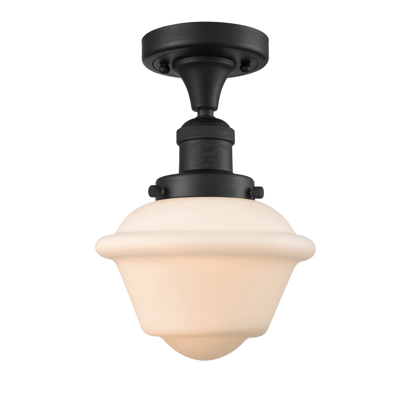 Oxford Semi-Flush Mount shown in the Matte Black finish with a Matte White shade