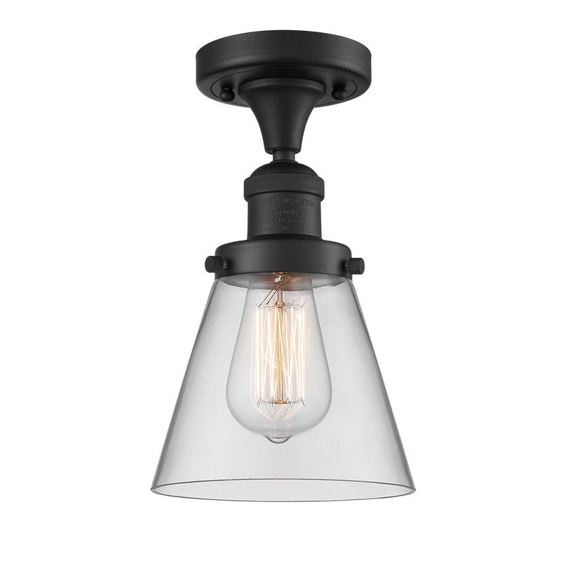 Cone Semi-Flush Mount shown in the Matte Black finish with a Clear shade