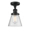 Cone Semi-Flush Mount shown in the Matte Black finish with a Seedy shade