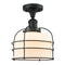 Bell Cage Semi-Flush Mount shown in the Matte Black finish with a Matte White shade