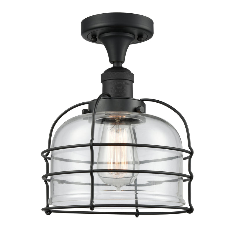 Bell Cage Semi-Flush Mount shown in the Matte Black finish with a Clear shade