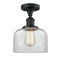 Bell Semi-Flush Mount shown in the Matte Black finish with a Clear shade