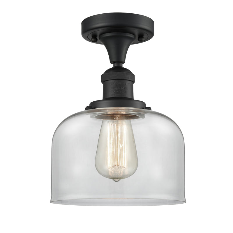 Bell Semi-Flush Mount shown in the Matte Black finish with a Clear shade