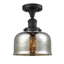 Bell Semi-Flush Mount shown in the Matte Black finish with a Silver Plated Mercury shade