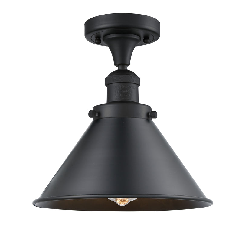 Briarcliff Semi-Flush Mount shown in the Matte Black finish with a Matte Black shade