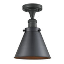 Appalachian Semi-Flush Mount shown in the Matte Black finish with a Matte Black shade