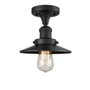 Railroad Semi-Flush Mount shown in the Matte Black finish with a Matte Black shade