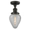 Geneseo Semi-Flush Mount shown in the Oil Rubbed Bronze finish with a Clear Crackled shade