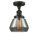 Fulton Semi-Flush Mount shown in the Oil Rubbed Bronze finish with a Plated Smoke shade