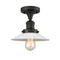 Halophane Semi-Flush Mount shown in the Oil Rubbed Bronze finish with a Matte White Halophane shade